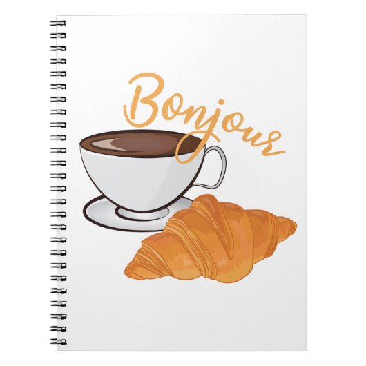 Bonjour Croissant Coffee Breakfast - French Café Notizblock (Vorderseite)
