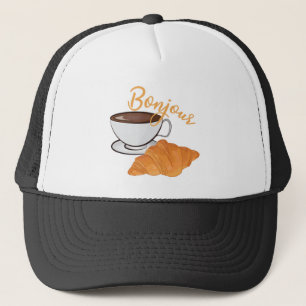 Bonjour Croissant Coffee Breakfast - French Café Truckerkappe