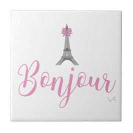 Bonjour-Eiffel Tower Bow Unique Fliese
