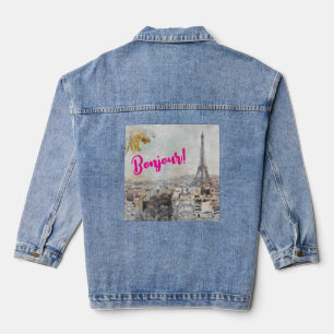 Bonjour Eiffelturm. Paris, Frankreich Jeansjacke