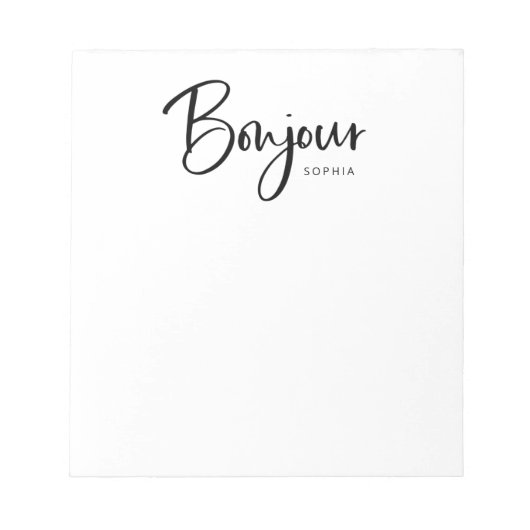 Bonjour | Elegante und moderne französische Schrif Notizblock (Vorderseite)