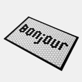 Bonjour Faux Hex Tile Black & White Fußmatte (Schrägansicht)