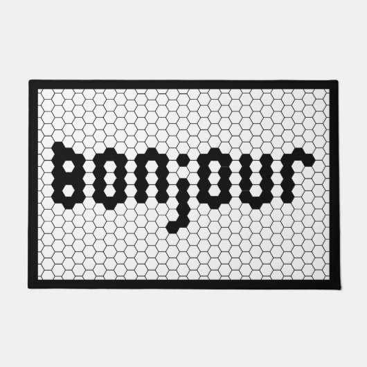 Bonjour Faux Hex Tile Black & White Fußmatte (Vorderseite)