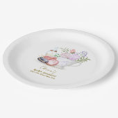 Bonjour Floral Macarons Milk Tea Baby Dusche Pappteller (Schrägansicht)