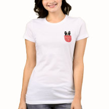 Bonjour französische Bulldogge in einer Tasche