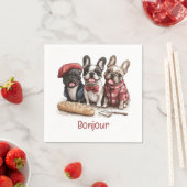 Bonjour Französische Bulldoggen Serviette (Beispiel)