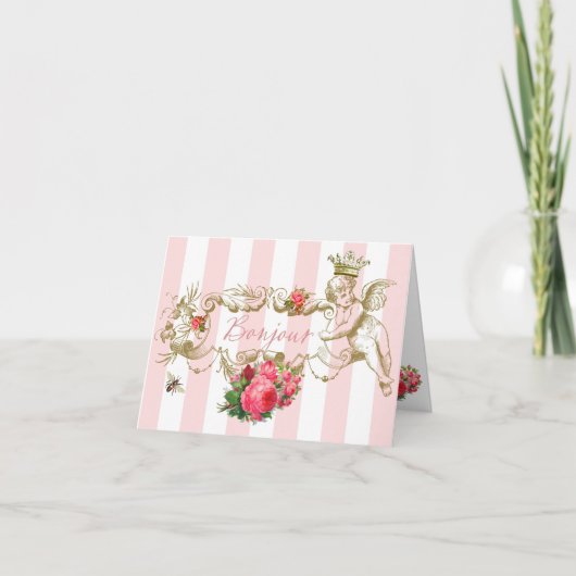 Bonjour, französische Inspirierte Karte (Vorderseite)