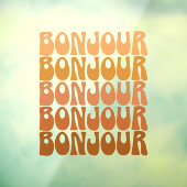 Bonjour | Französischer Hallo in Brown Groovy Typo Fensteraufkleber (Blatt 3)