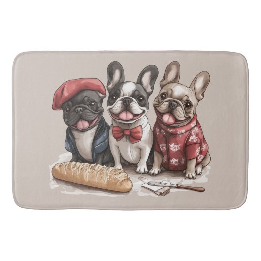 Bonjour French Bulldogs Badematte (Vorderseite)