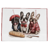 Bonjour French Bulldogs Große Geschenktüte (Rückseite)