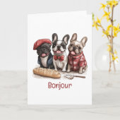 Bonjour French Bulldogs Karte (Gelbe Blume)