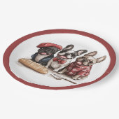 Bonjour French Bulldogs Pappteller (Schrägansicht)