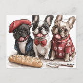 Bonjour French Bulldogs Postkarte (Rückseite)