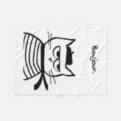 Bonjour French Cat Funny Fleecedecke (Vorderseite (Horizontal))