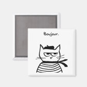 Bonjour French Cat Funny Magnet (Vorderseite/Rückseite)