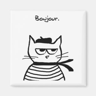 Bonjour French Cat Funny Magnet