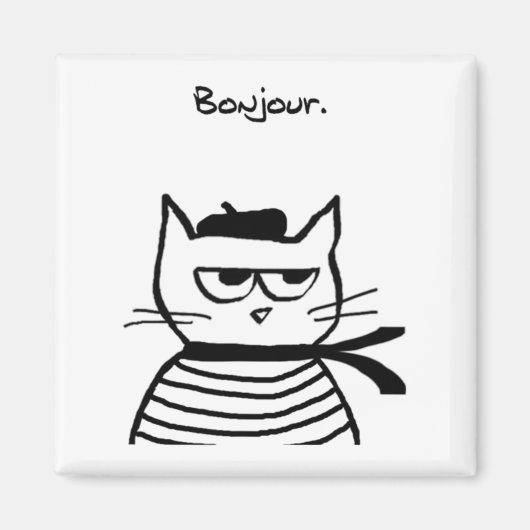Bonjour French Cat Funny Magnet (Vorne)