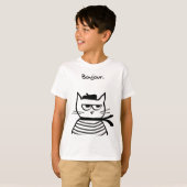 Bonjour French Cat Funny T-Shirt (Vorne ganz)
