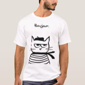 Bonjour French Cat Funny T-Shirt (Vorderseite)