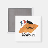 Bonjour French Croissant - Frankreich Funny Food Magnet (Vorderseite/Rückseite)