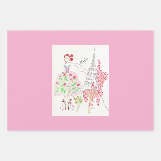 Bonjour French Doll Geschenkpapier Set (Vorderseite)