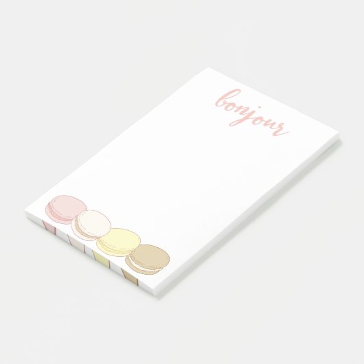 Bonjour French Macarons Pastel Post-it Klebezettel (angewinkelt)