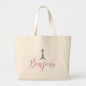 Bonjour-grey-Eiffel-Tower-pink-bow2 Tragetasche (Vorne)