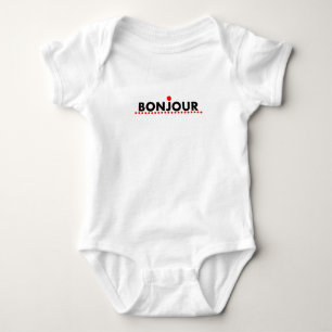 Bonjour, guter Morgen auf Französisch, lustige Ge Baby Strampler