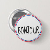 Bonjour hallo en Francais Button (Vorne & Hinten)