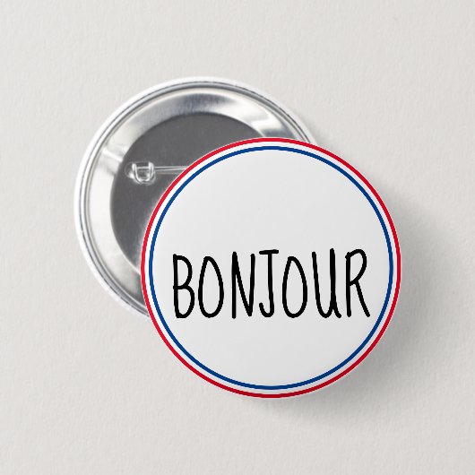 Bonjour hallo en Francais Button (Vorne & Hinten)