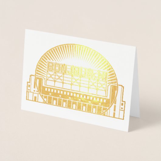 Bonjour, Hallo neue Zuhause Glückwünsche Folienkarte (Vorderseite)