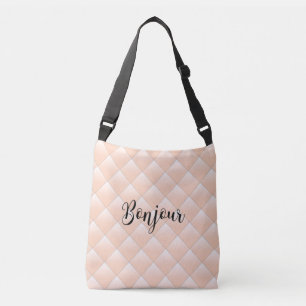 Bonjour Hello Diamond Quilt Muster Modern Tragetaschen Mit Langen Trägern