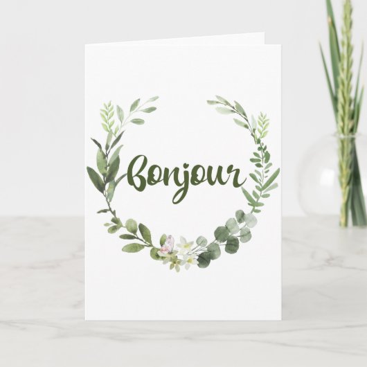 Bonjour Hello French Karte (Vorderseite)