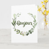 Bonjour Hello French Karte (Gelbe Blume)