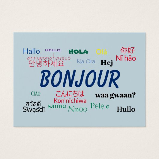Bonjour Hello Languages World Colorful (Vorderseite)