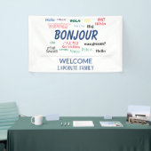Bonjour Hello Languages World Colorful Family Banner (Messeveranstaltung)