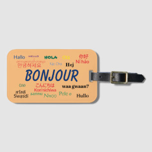 Bonjour Hello Languages World Travel Colorful Gepäckanhänger