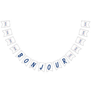Bonjour Hello Languages World Travel Colorful Wimpelkette