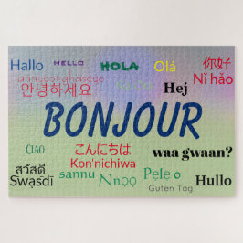Bonjour Hello many Languages World Colorful Puzzle