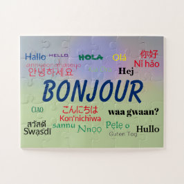 Bonjour Hello many Languages World Colorful Puzzle