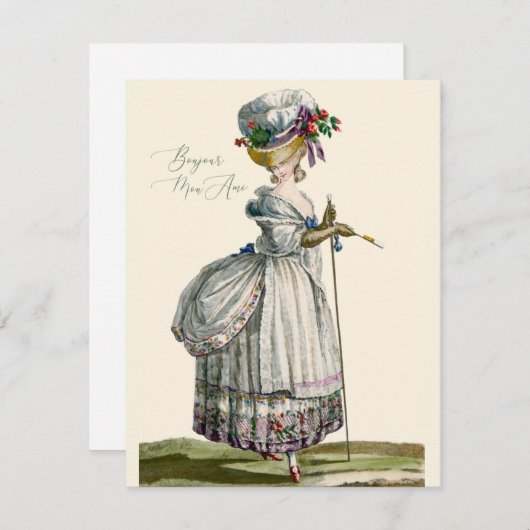 Bonjour Hello Marie Antoinette Fashion Gruß (Vorne/Hinten)