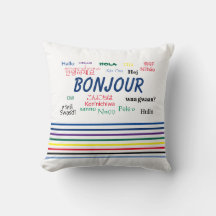 Bonjour Hello Multiple Langupes Stripes