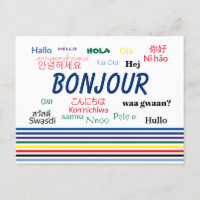 Bonjour Hello Multiple Langupes Stripes