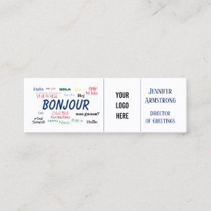 Bonjour Hello World Travel Languages Colorful Name Mini Visitenkarte