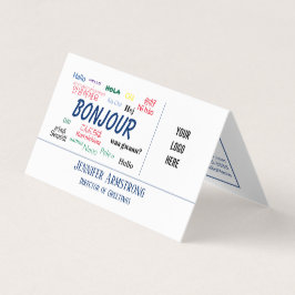 Bonjour Hello World Travel Languages Colorful Name Visitenkarten