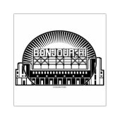 Bonjour, Hi Sehenswürdigkeit Wood Art Briefmarke Gummistempel (Prägung)