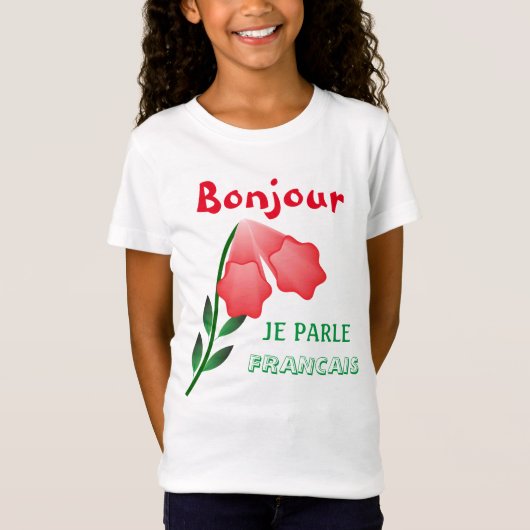 Bonjour je parc Francais & Morning Star Blume T-Shirt (Vorderseite)