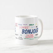 Bonjour Languages World Travel Colorful Kaffeetasse (VorderseiteRechts)