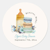 Bonjour Macarons & Milk Boy Baby Shower Runder Aufkleber (Vorderseite)