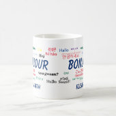 Bonjour Many Languages Reisename Kaffeetasse (Mittel)